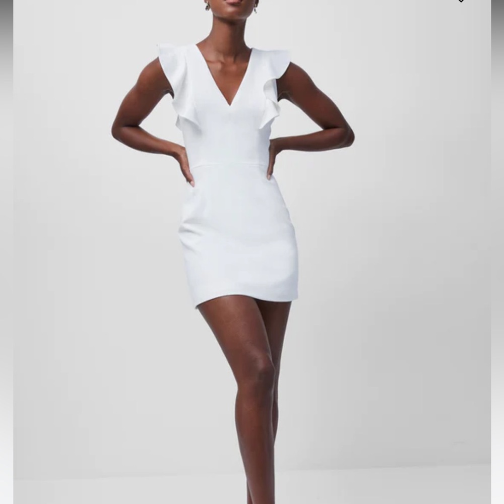 French Connection Whisper Ruffle V Neck Dress